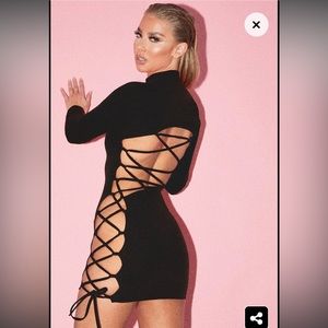 Pretty little thing Black High Neck Cut Out Side Seam Bodycon Dress